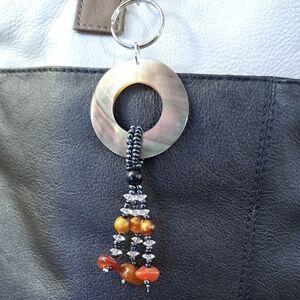 Hand Crafted Bag Purse Tote Jewelry Key Ring Decorative Vintage Jewelry Upcycle